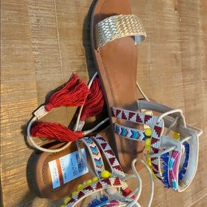 Brand new sandals with ties!